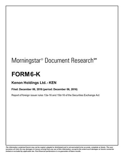Thumbnail Kenon Holdings Quarterly Report 2016-q3
