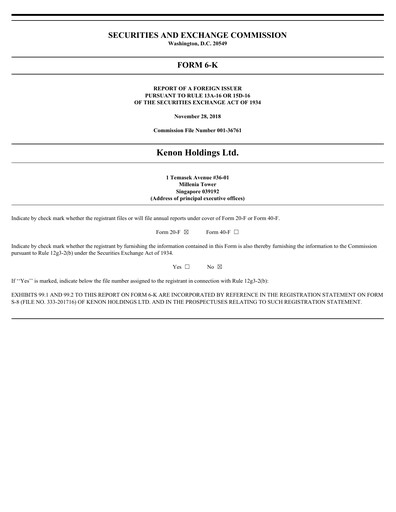 Thumbnail Kenon Holdings Quarterly Report 2018-q3