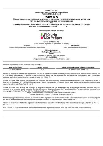 Thumbnail Keurig Dr Pepper Quarterly Report 2024-q3