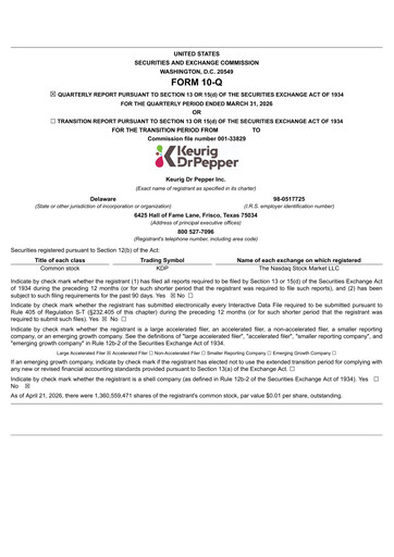 Thumbnail Keurig Dr Pepper Quarterly Report 2026-q1
