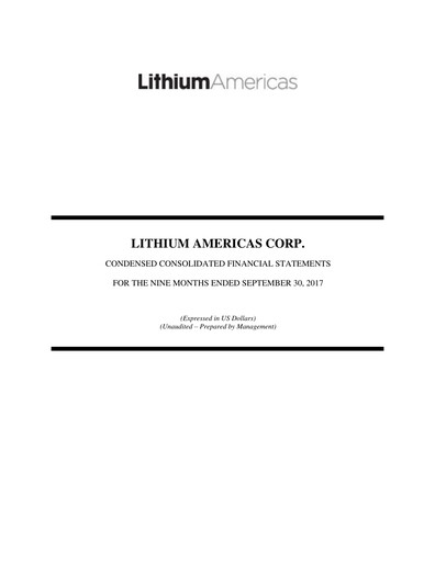 Thumbnail Lithium Americas Quarterly Report 2017-q3