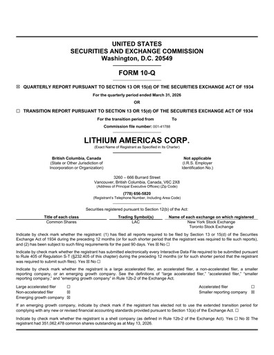 Vorschaubild Lithium Americas Quartalsbericht 2026-q1