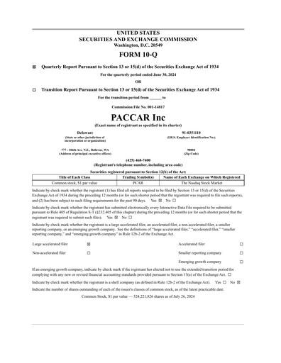 Thumbnail Paccar Quarterly Report 2024-q2