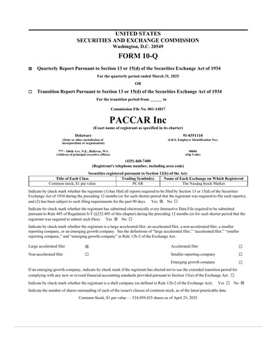 Thumbnail Paccar Quarterly Report 2025-q1
