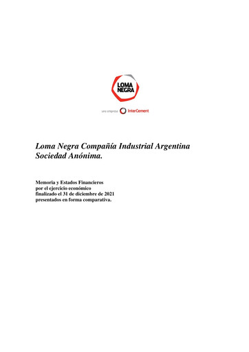 Miniature Loma Negra Bilan financier 2021