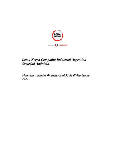 Miniature Loma Negra Bilan financier 2022