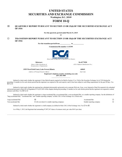 Thumbnail Packaging Corporation of America
 Quarterly Report 2015-q1