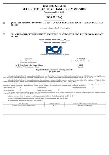 Thumbnail Packaging Corporation of America
 Quarterly Report 2020-q2