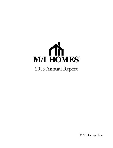 Thumbnail M/I Homes
 Annual Report 2015