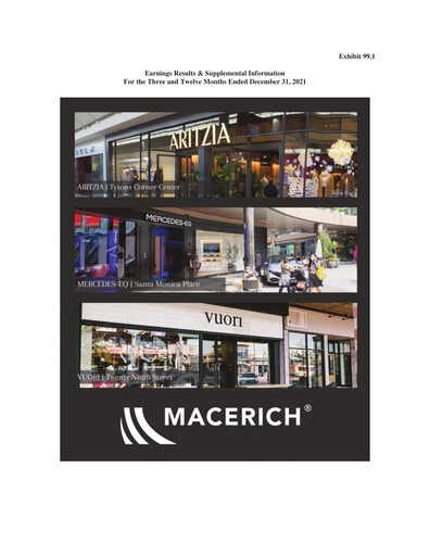 Miniature Macerich Rapport trimestriel 2021-q4