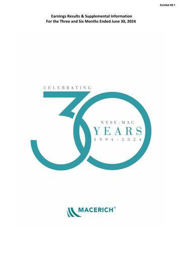Miniature Macerich Rapport trimestriel 2024-q2