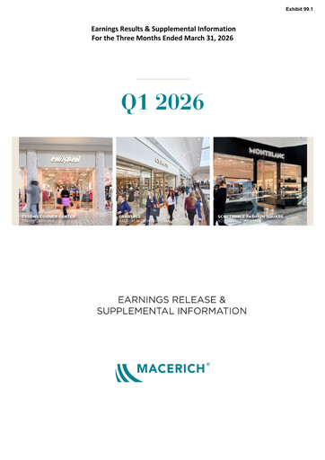 Miniature Macerich Rapport trimestriel 2026-q1
