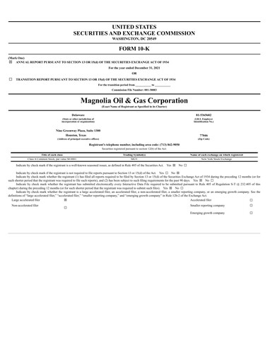 Miniature Magnolia Oil & Gas Rapport annuel 2021