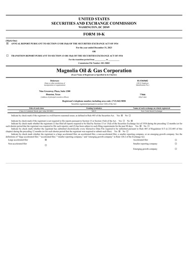 Miniature Magnolia Oil & Gas Rapport annuel 2023