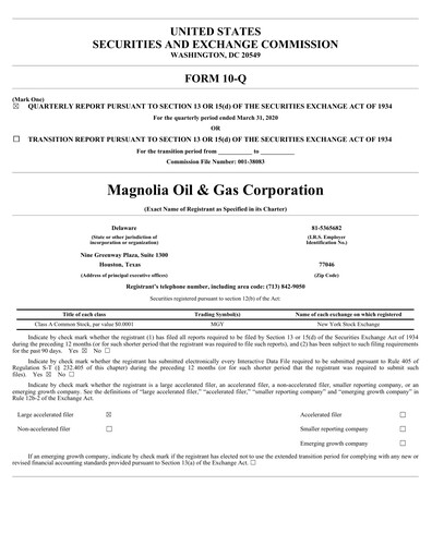 Thumbnail Magnolia Oil & Gas Quarterly Report 2020-q1