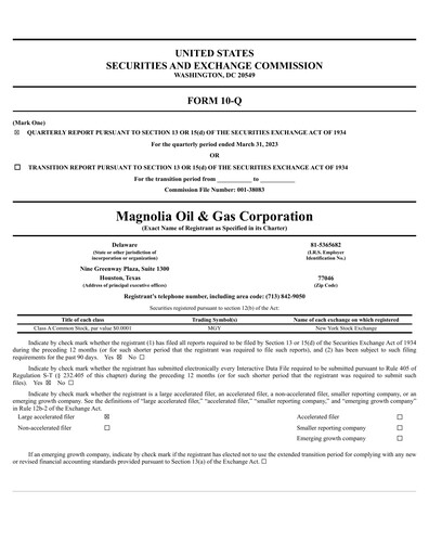 Thumbnail Magnolia Oil & Gas Quarterly Report 2023-q1