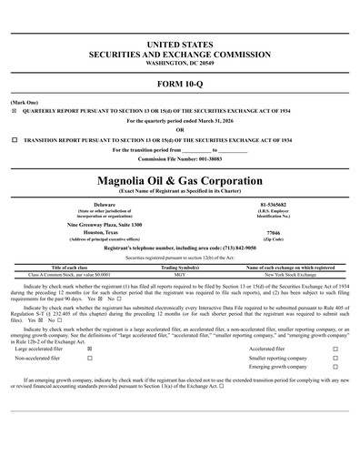 Thumbnail Magnolia Oil & Gas Quarterly Report 2026-q1