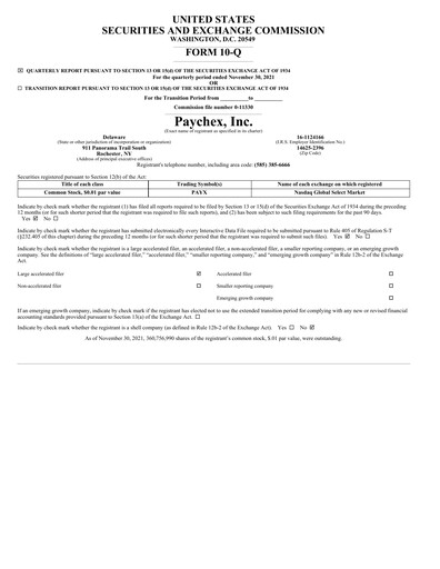 Thumbnail Paychex Quarterly Report 2022-q2