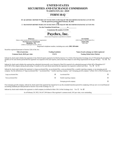 Thumbnail Paychex Quarterly Report 2022-q3