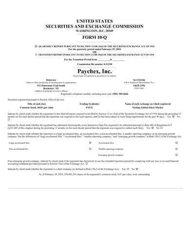 Thumbnail Paychex Quarterly Report 2024-q3
