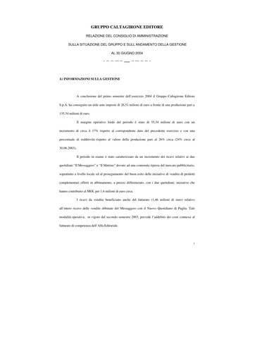 Thumbnail Caltagirone Editore Half-year Report 2004-h1