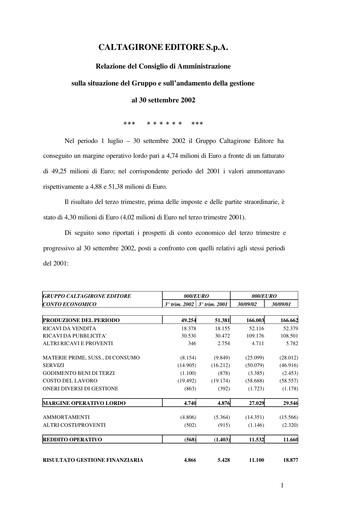 Thumbnail Caltagirone Editore Quarterly Report 2002-q3