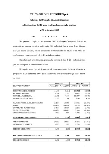 Thumbnail Caltagirone Editore Quarterly Report 2003-q3