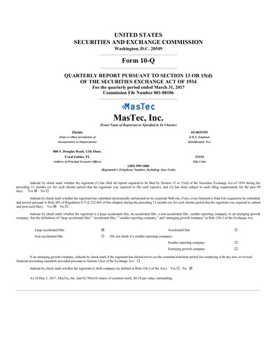 Thumbnail MasTec Quarterly Report 2017-q1
