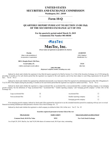Thumbnail MasTec Quarterly Report 2019-q1