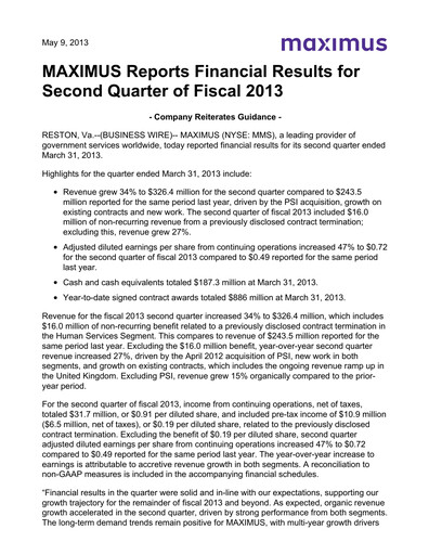 Thumbnail Maximus Quarterly Report 2013-q2