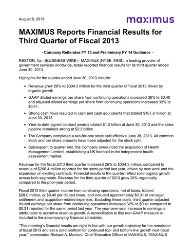 Thumbnail Maximus Quarterly Report 2013-q3