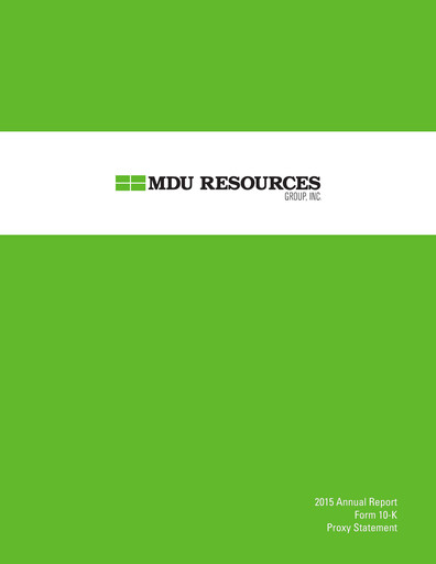 Thumbnail MDU Resources
 Annual Report 2015