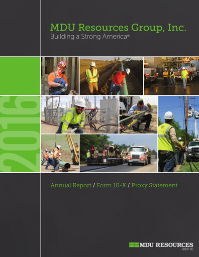 Thumbnail MDU Resources
 Annual Report 2016