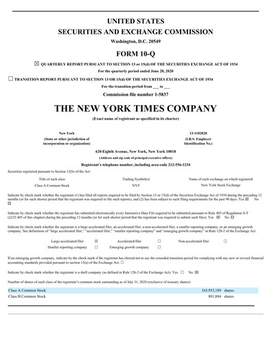Thumbnail New York Times Quarterly Report 2020-q2