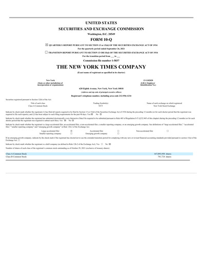 Thumbnail New York Times Quarterly Report 2021-q3