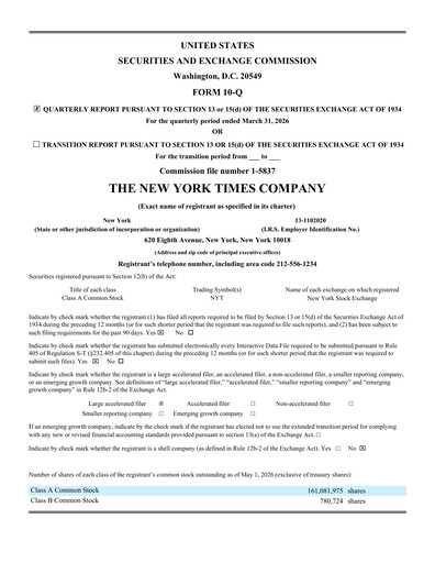 Thumbnail New York Times Quarterly Report 2026-q1