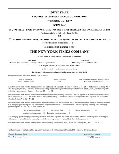 Thumbnail New York Times Quarterly Report 2026-q2