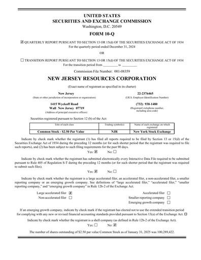 Thumbnail New Jersey Resources Quarterly Report 2025-q1