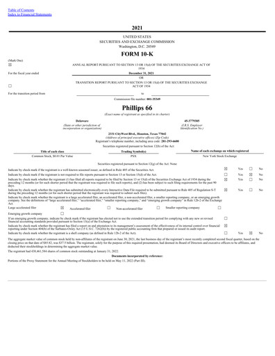 Miniature Phillips 66 Rapport annuel 2021