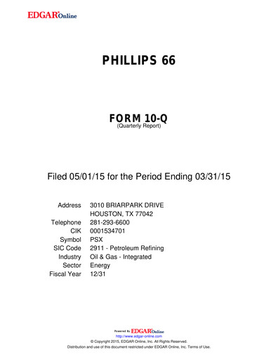 Thumbnail Phillips 66 Quarterly Report 2015-q1
