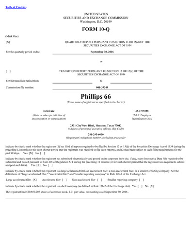 Thumbnail Phillips 66 Quarterly Report 2016-q3