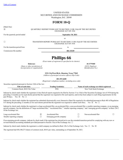 Thumbnail Phillips 66 Quarterly Report 2021-q3