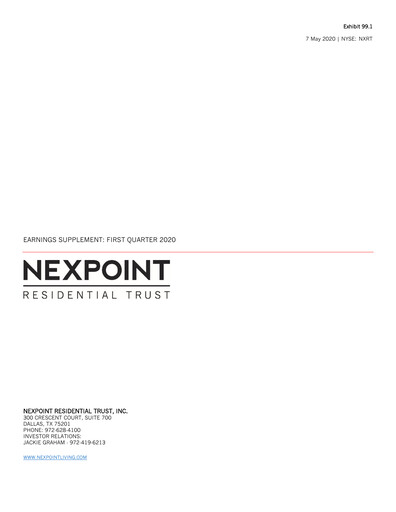 Thumbnail NexPoint Residential Trust Quarterly Report 2020-q1