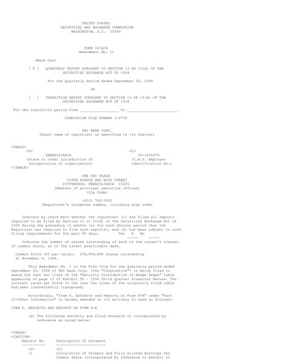 Thumbnail PNC Financial Services Quarterly Report 1994-q3