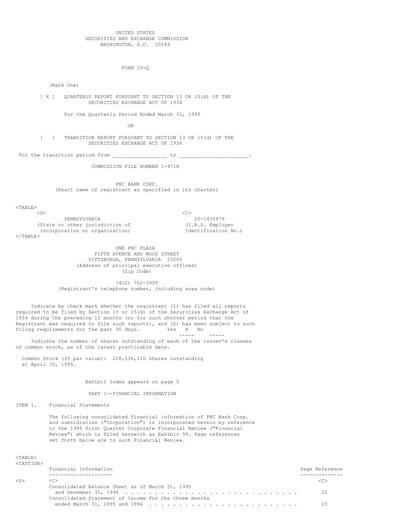 Thumbnail PNC Financial Services Quarterly Report 1995-q1