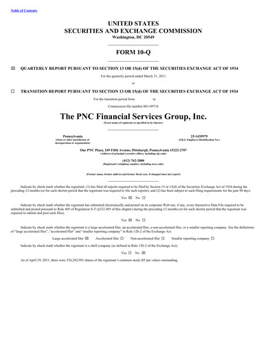 Thumbnail PNC Financial Services Quarterly Report 2011-q1