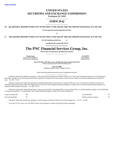 Thumbnail PNC Financial Services Quarterly Report 2011-q2