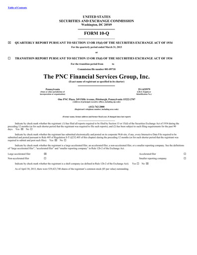 Thumbnail PNC Financial Services Quarterly Report 2013-q1