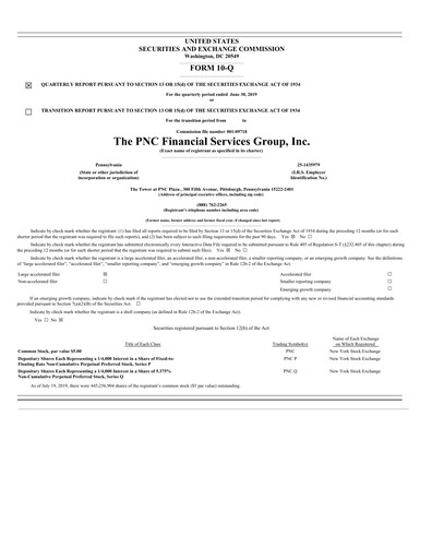 Thumbnail PNC Financial Services Quarterly Report 2019-q2