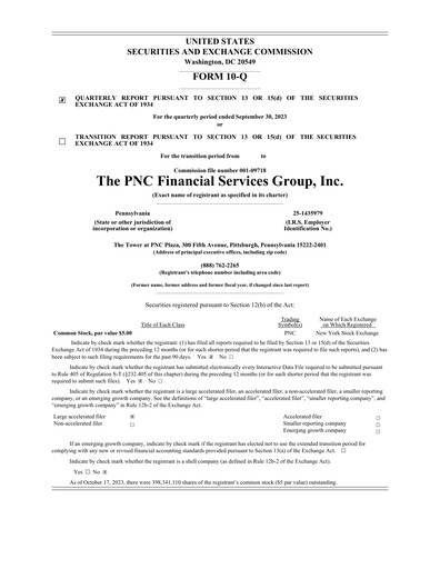 Thumbnail PNC Financial Services Quarterly Report 2023-q3